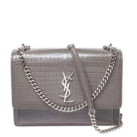 ysl grey sunset bag|medium sunset leather shoulder bag.